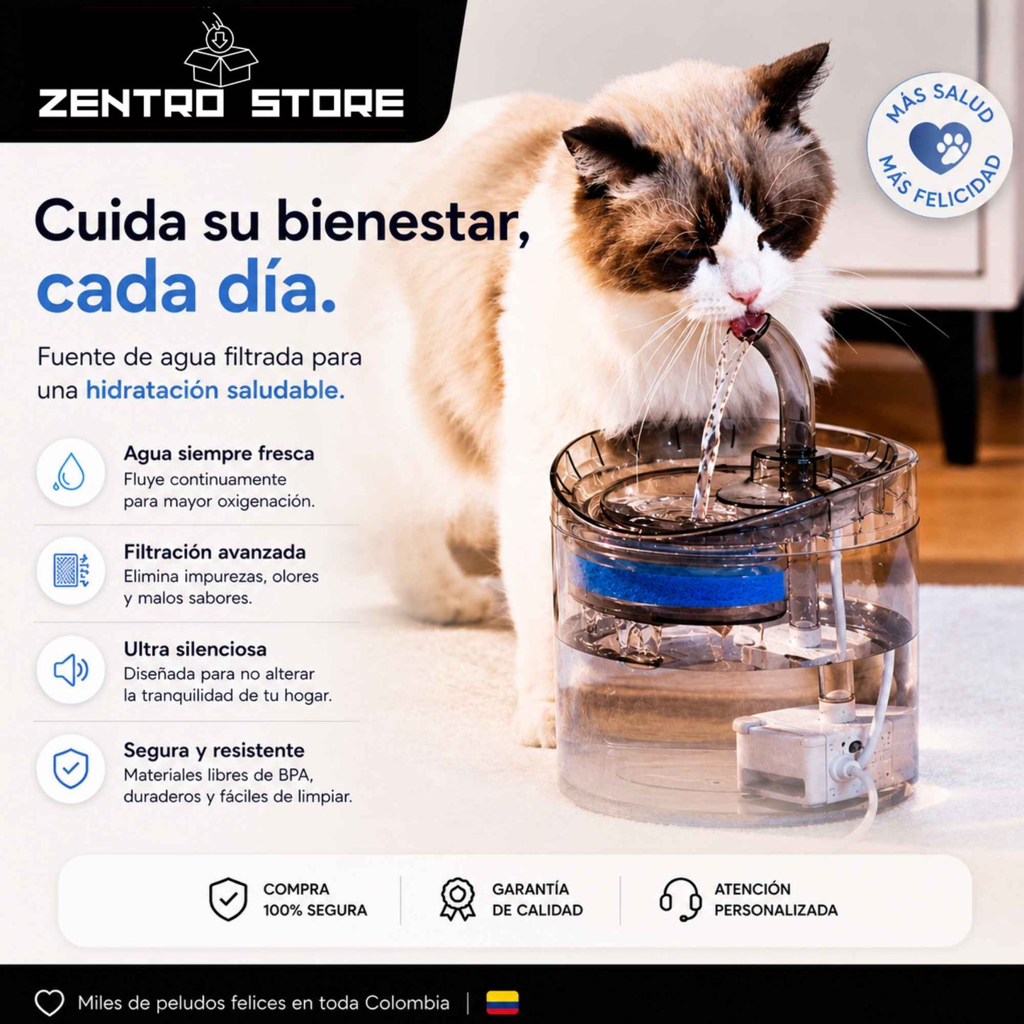 Fuente Purificadora para Mascotas con Filtro Junior