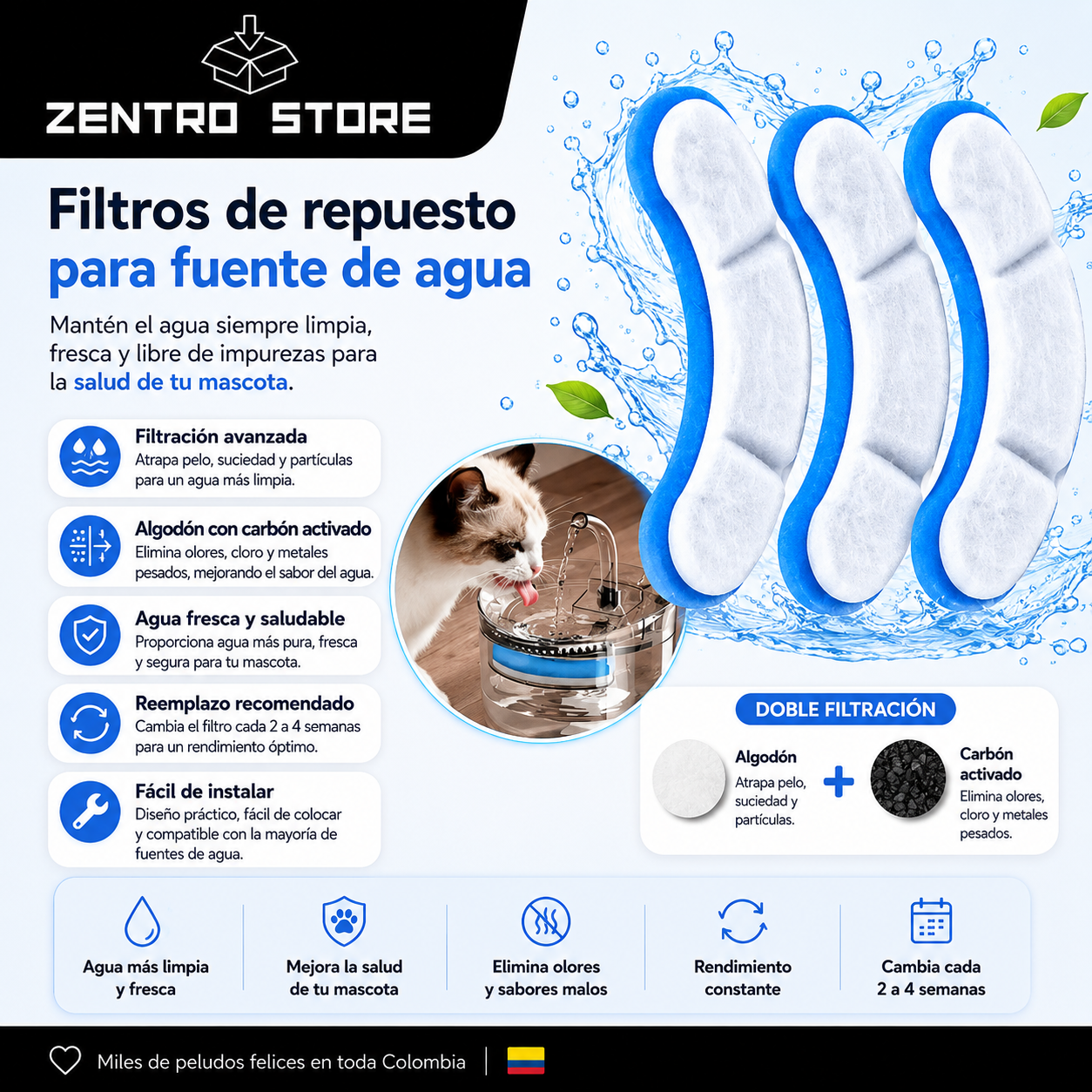 Filtro Para Fuente de Agua X 5
