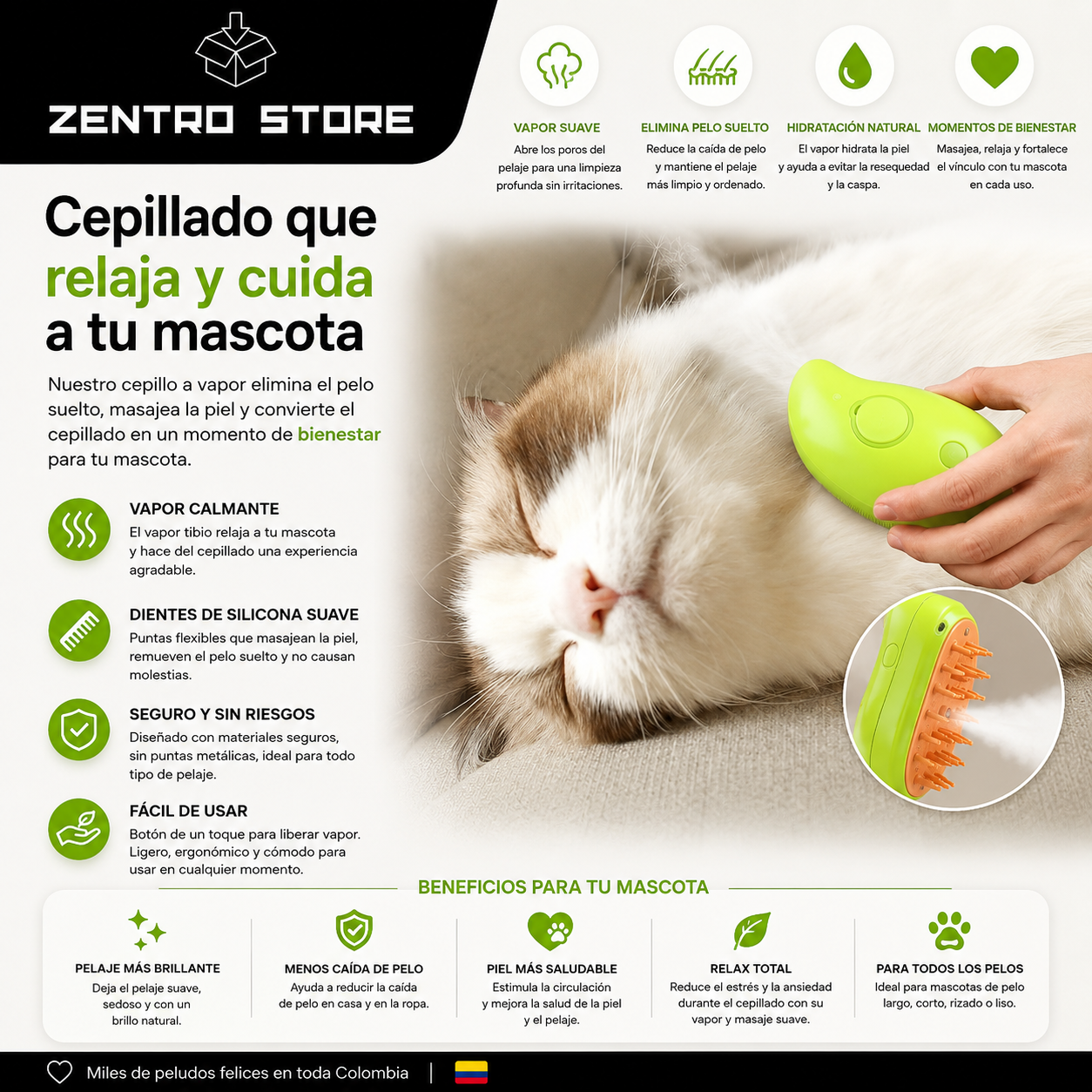 Cepillo Vapor Para Mascotas