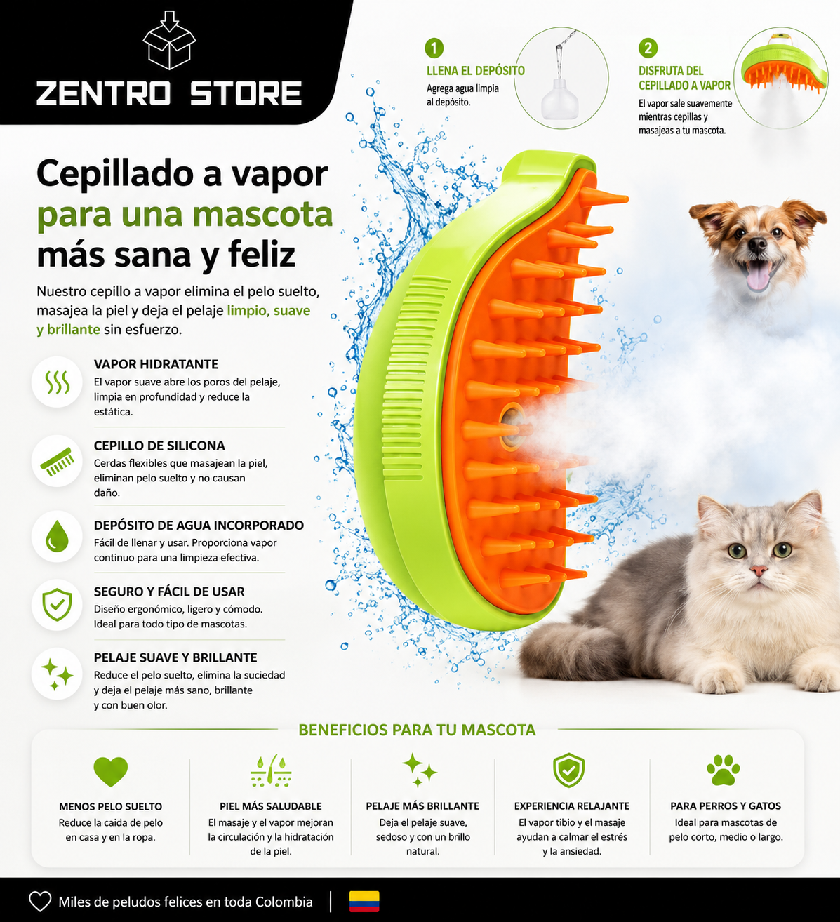 Cepillo Vapor Para Mascotas