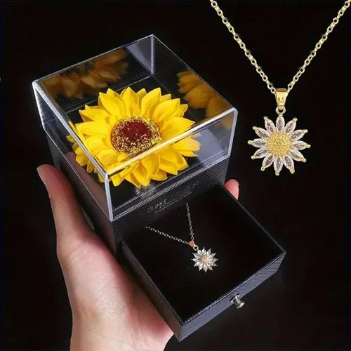 Collar Girasol Giratorio 🌻 + Caja de Regalo ¡GRATIS!